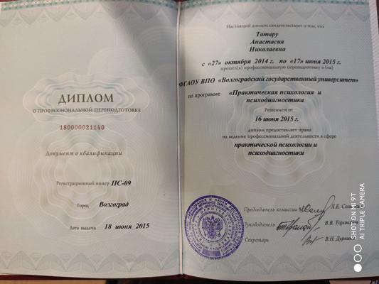 Волгоградский Государственный Университет Практический психолог 2014-2015