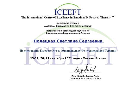 The International Centre of Excellence in Emotionally Focused Therapy  Базовый Курс Эмоционально-Фокусированной Терапии 2021