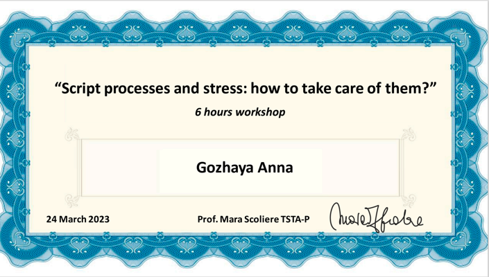 EATA Профессор Мара Сольери (Испания) TSTA -T Сценарные процессы и стресс 2023