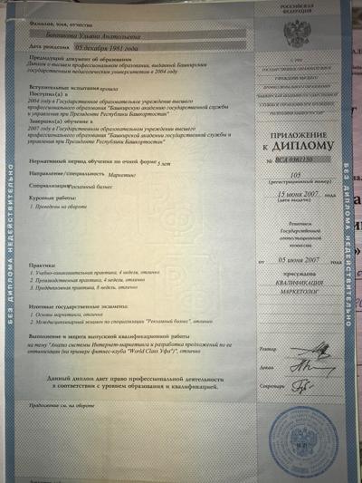 Башкирская Академия Государственной Службы и Управления при Президенте РБ маркетолог 2004-2007