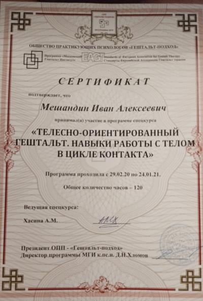 Московский гештальт-институт Телесно-ориентированный гештальт 2020-2021