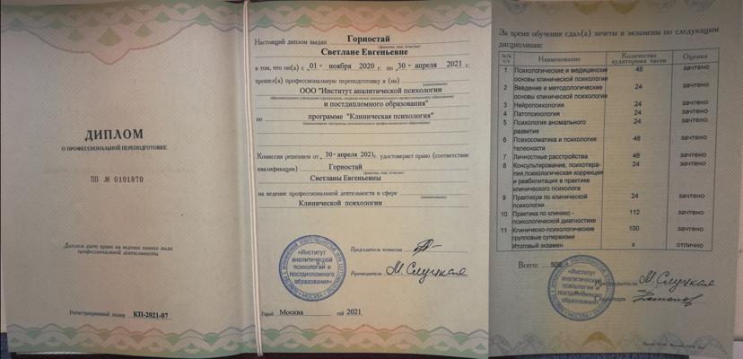 Институт аналитической психологии и постдипломного образования клинический психолог 2021