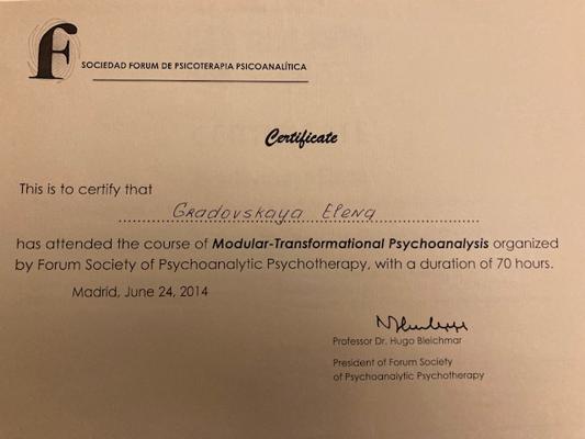Forum Society of Psychoanalytic therapy, Madrid Modular-Transformational psychoanalysis 2013-2014