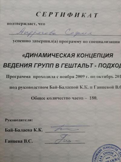 Московский Гештальт-институт Гештальт-терапевт, ведущий групп 2009
