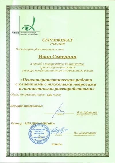 Московский институт гештальта и психодрамы Работа с клиническими расстройствами и неврозами в гуманистическом подходе (практика) 2015-2018