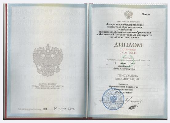 Российский государственный университет А.Н. Косыгина (Технологии.Дизайн.Искусство) Психология 2007-2012