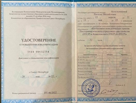 Ассоциация Когнитивно-Поведенческой Психотерапии КПТ ПТСР 2022