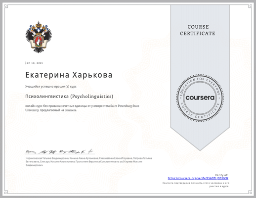 Coursera Психолингвистика 2021