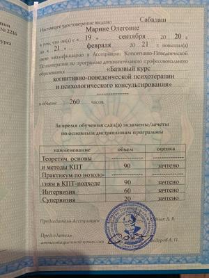Ассоциация Когнитивно-Поведенческой Психотерапии Когнитивно-поведенческий психотерапевт 2020-2021