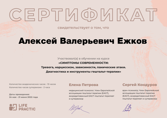 Лайф Практик Сертификат участия 2022