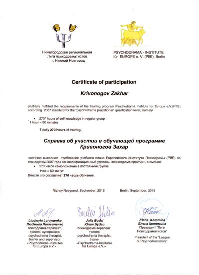 Восточно-европейский институт психодрамы Психодрама-практик (первая ступень подготовки) 2013-2015