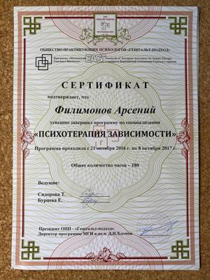 Московский Гештальт Институт Психотерапия зависимостей 2016-2017