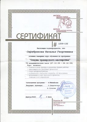 Институт групповой и семейной психологии и психотерапии Тренер 2009