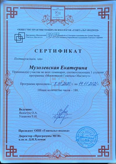 Московский гештальт институт 1 ступень программы 2020-2021