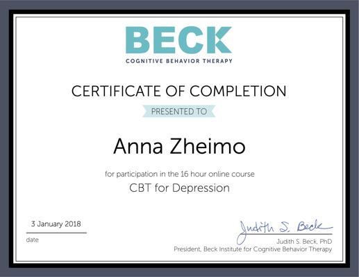 Beck Institute for Cognitive Behavior Therapy CBT for Depression 2017
