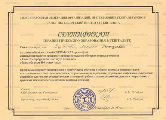 Санкт-Петербургский Институт Гештальта Специализированная программа обучения в гештальте 2010