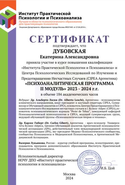 Институт практической психологии и психоанализа Психоаналитический психотерапевт 2023-2024