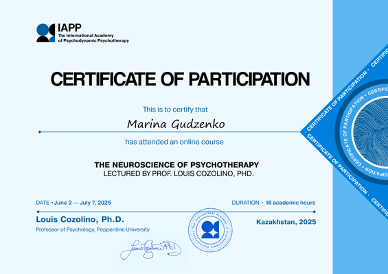 The International Academy of Psychodynamic Psychotherapy The neuroscience of psychotherapy 2025
