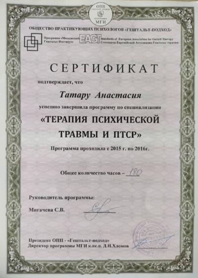 Московский Гештальт Институт Терапия психической травмы и ПТСР 2015-2016