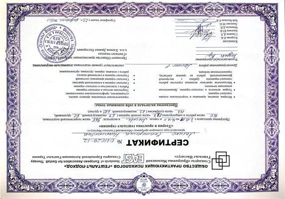 Московский Гештальт Институт Терапевт 2007-2011