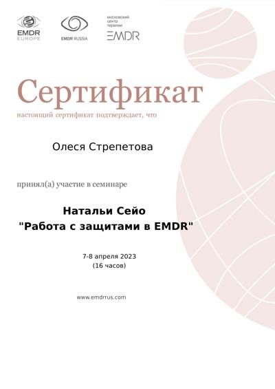 EMDR Europe, EMDR Russia Работа с защитами в EMDR 2023