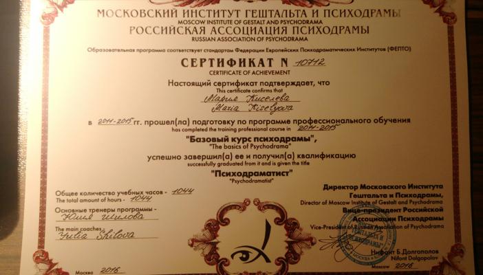 Московский институт гештальта и психодрамы Психодраматист 2011-2015
