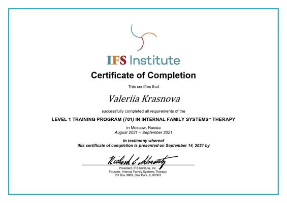 IFS Institute IFS Level 1 training program  2021