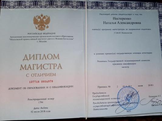 Московский православный институт им Иоанна Богослова Магистр. Психология 2016-2018