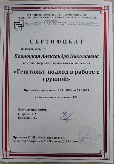 Московский Гештальт Институт  Работа с группой  2024-2025