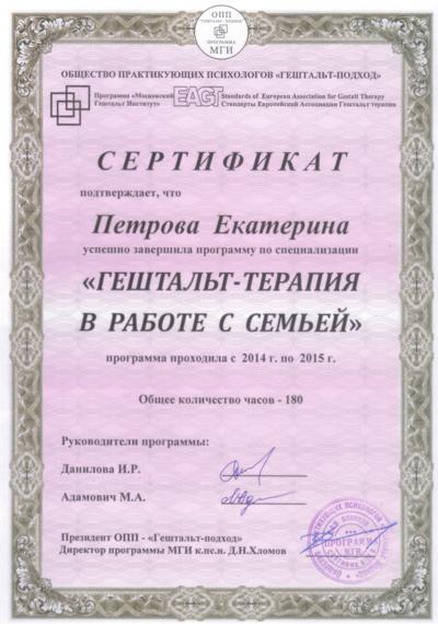 Московский Гештальт Институт Семейная специализация 2014-2015