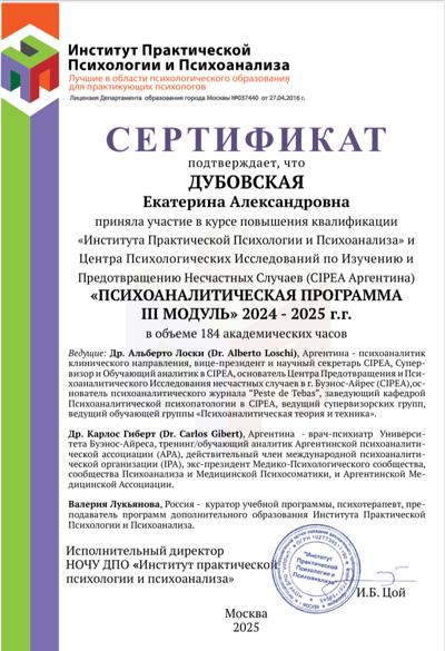 Институт практической психологии и психоанализа Психоаналитический психотерапевт 2024-2025