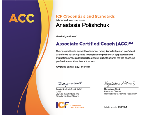 International Coaching Federation Coach ACC  2021