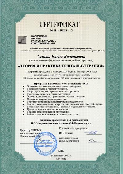 Московский институт гештальт-терапии и консультирования Теория и практика гештальт-терапии 2008-2012